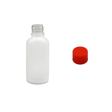 50ml Frosted Clear Glass Dropper Bottle with Red PP Wadded Cap DIN 18mm