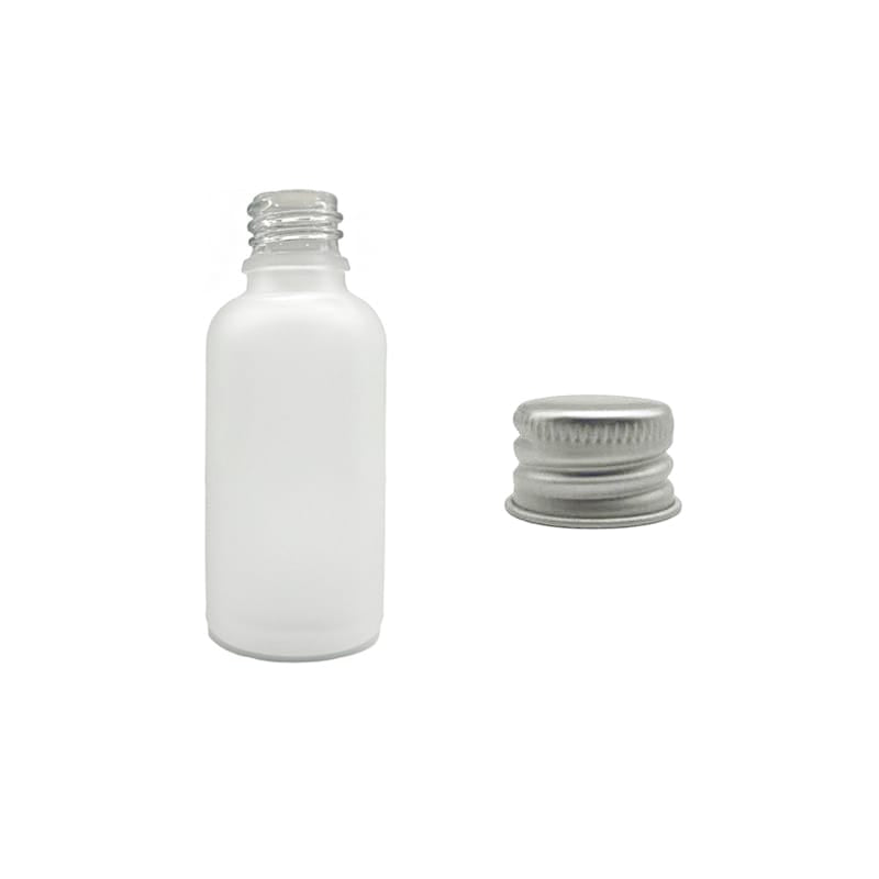 50ml Frosted Clear Glass Dropper Bottle with Silver Aluminium Cap