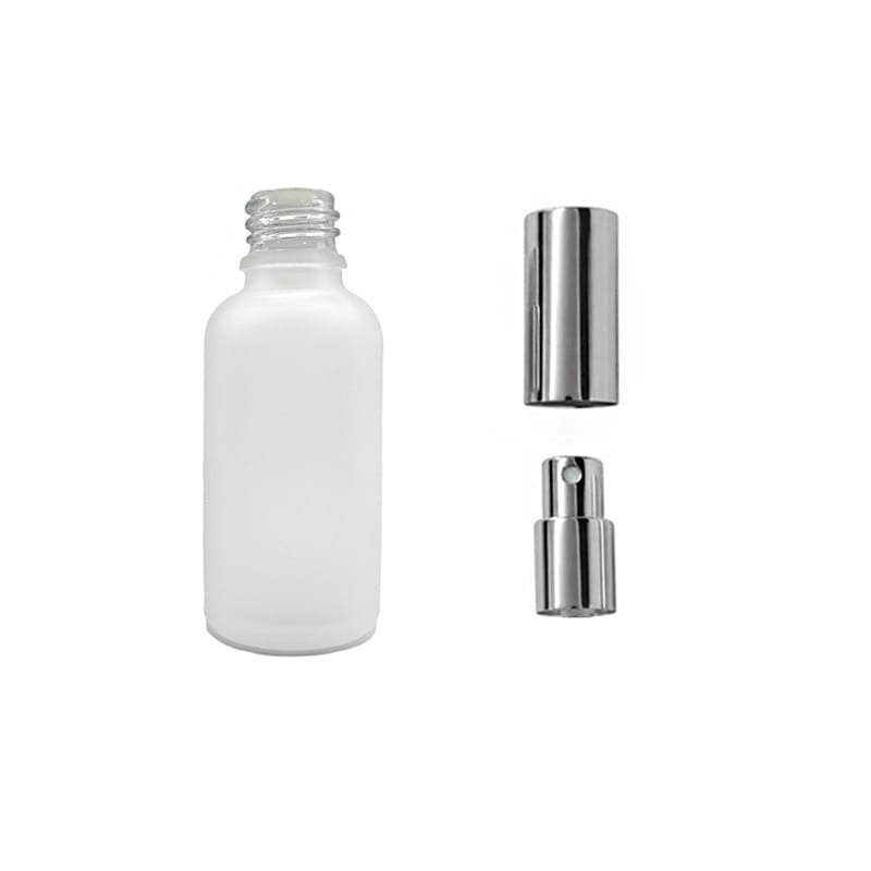 50ml Frosted Clear Glass Dropper Bottle with Silver Atomiser with Silver Over Cap