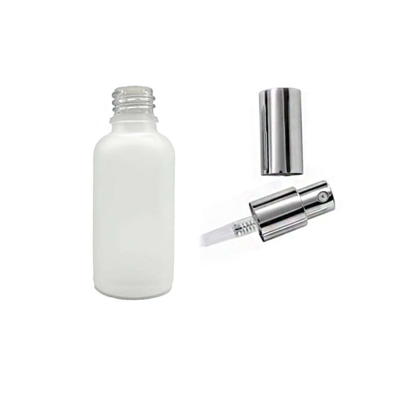 50ml Frosted Clear Glass Dropper Bottle with Silver Lotion Pump with Silver Over Cap