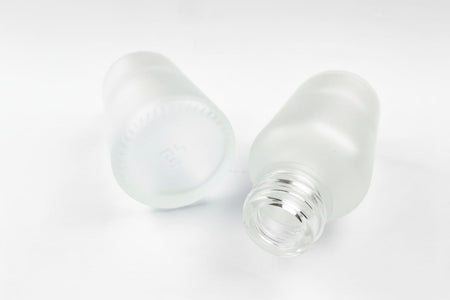 50ml Frosted Clear Glass Dropper Bottle with Stainless Steel Roller Ball with Plastic Black Cap