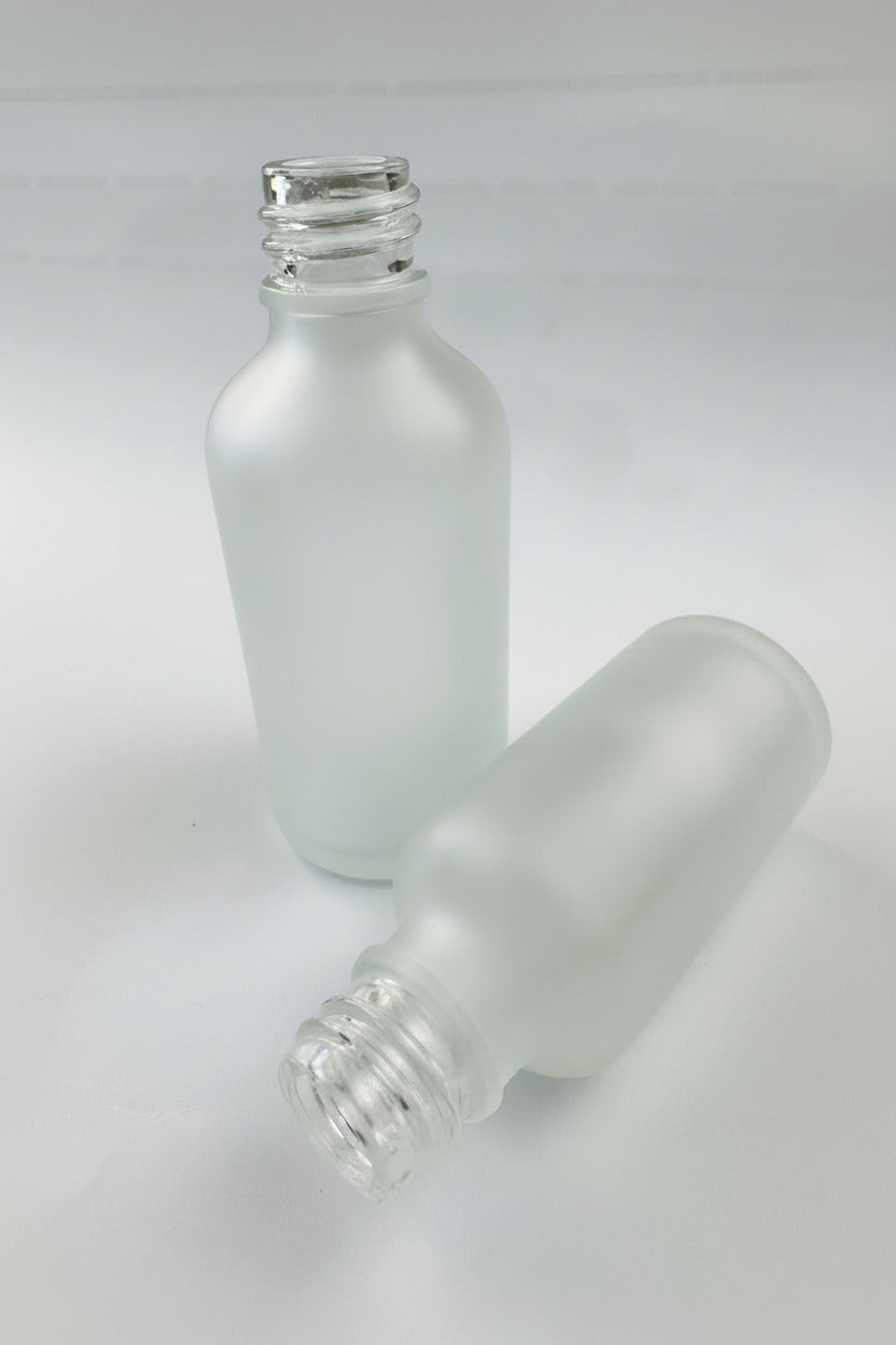 50ml Frosted Clear Glass Dropper Bottle with Stainless Steel Roller Ball with Plastic Black Cap