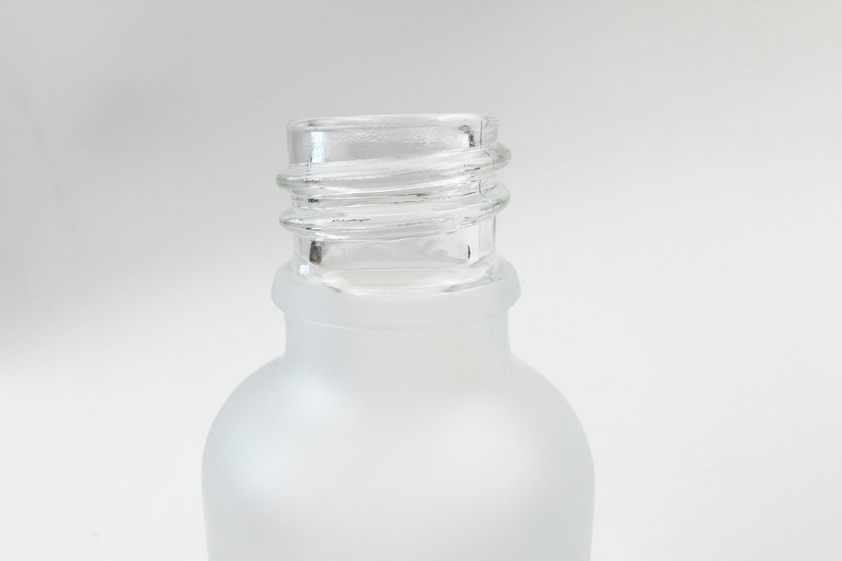 50ml Frosted Clear Glass Dropper Bottle with Tamper Evident Ribbed Black Cap and EPE Liner (Type III)