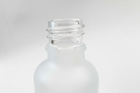 50ml Frosted Clear Glass Dropper Bottle with Tamper Evident Ribbed Black Cap and EPE Liner (Type III)