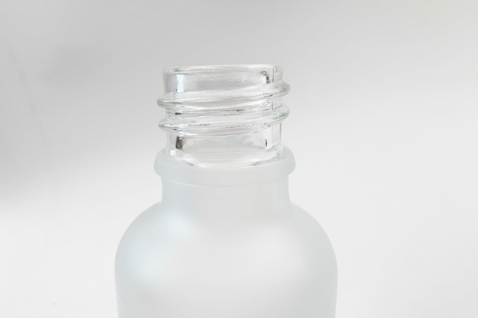 50ml Frosted Clear Glass Dropper Bottle with Tamper Evident Ribbed Black Cap and EPE Liner (Type III)