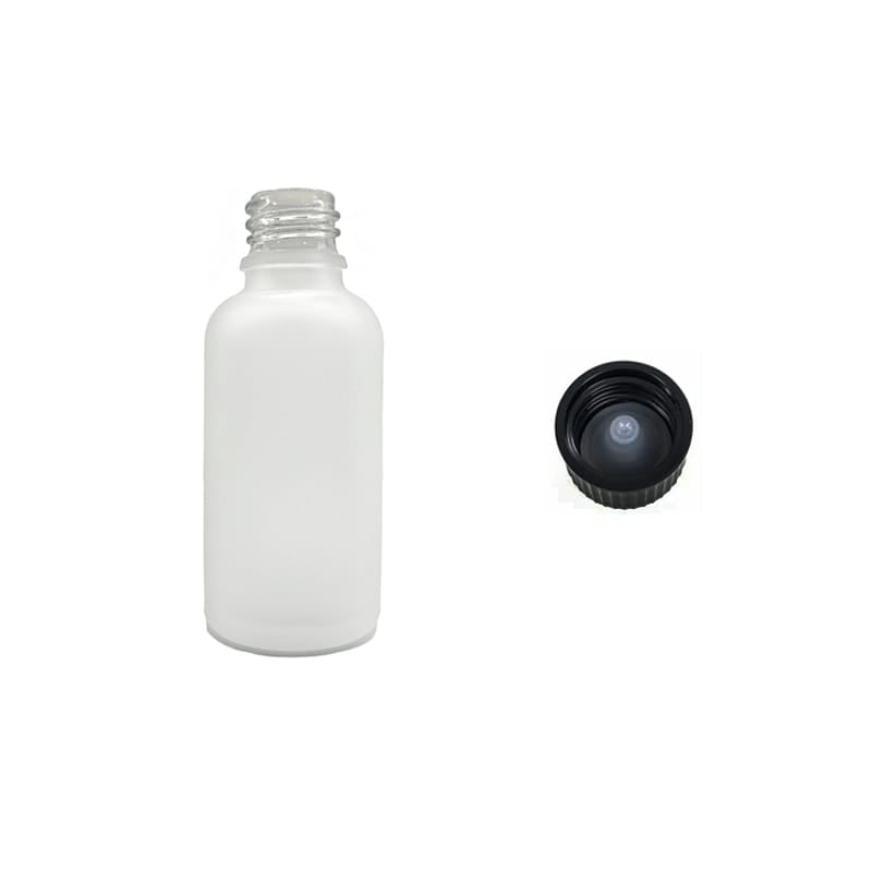 50ml Frosted Clear Glass Dropper Bottle with Urea Black Cap with Polycone Insert DIN18