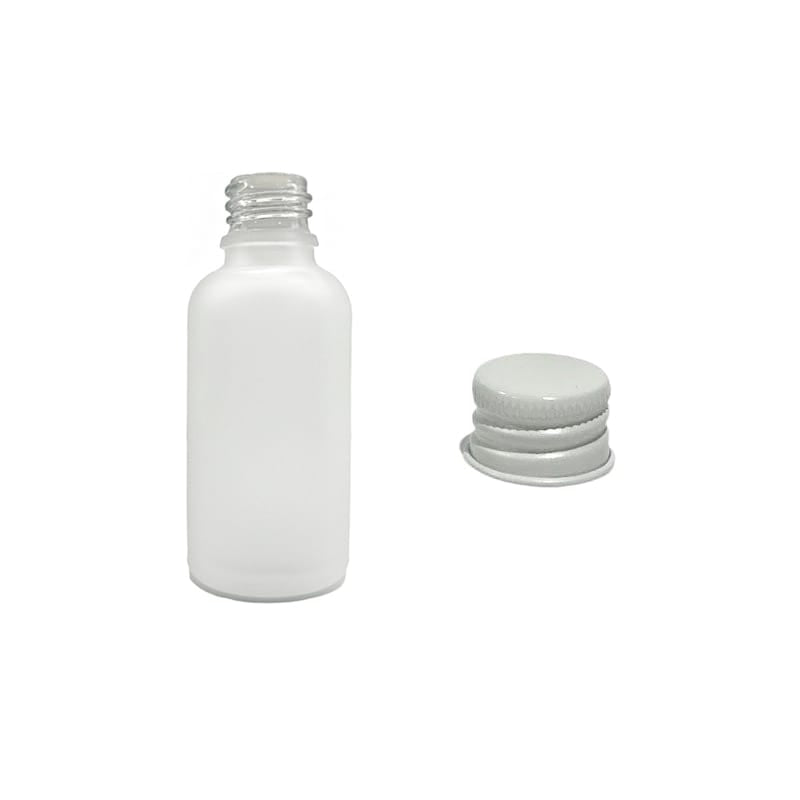 50ml Frosted Clear Glass Dropper Bottle with White Aluminium Cap