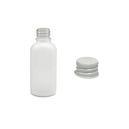 50ml Frosted Clear Glass Dropper Bottle with White Aluminium Cap