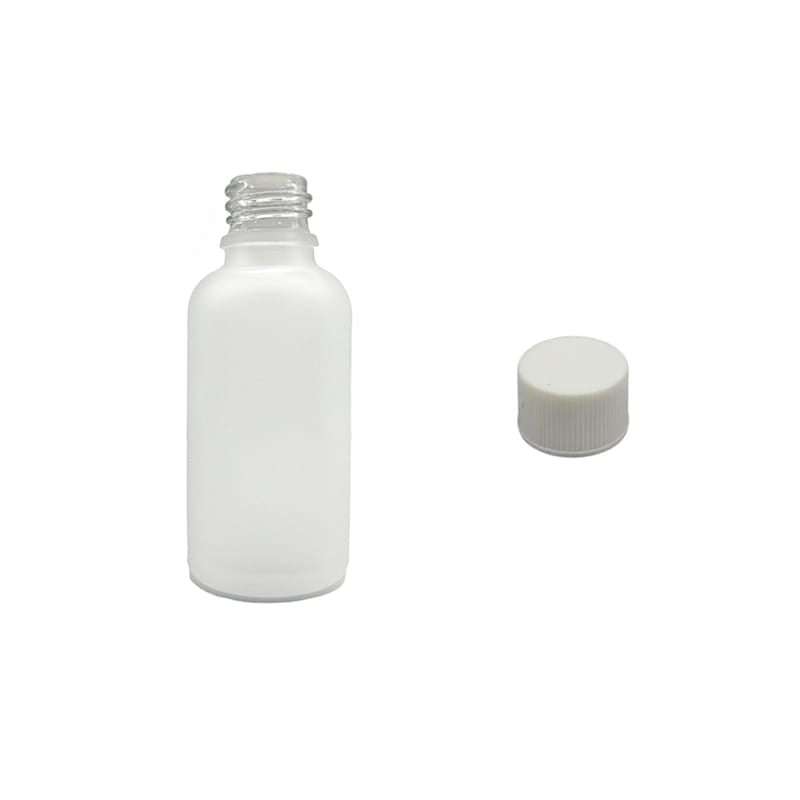 50ml Frosted Clear Glass Dropper Bottle with White PP Wadded Cap DIN 18mm