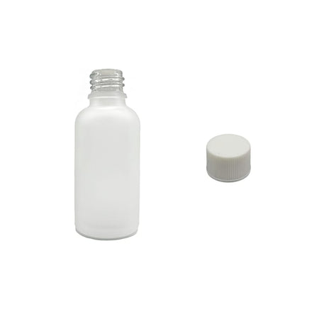 50ml Frosted Clear Glass Dropper Bottle with White PP Wadded Cap DIN 18mm