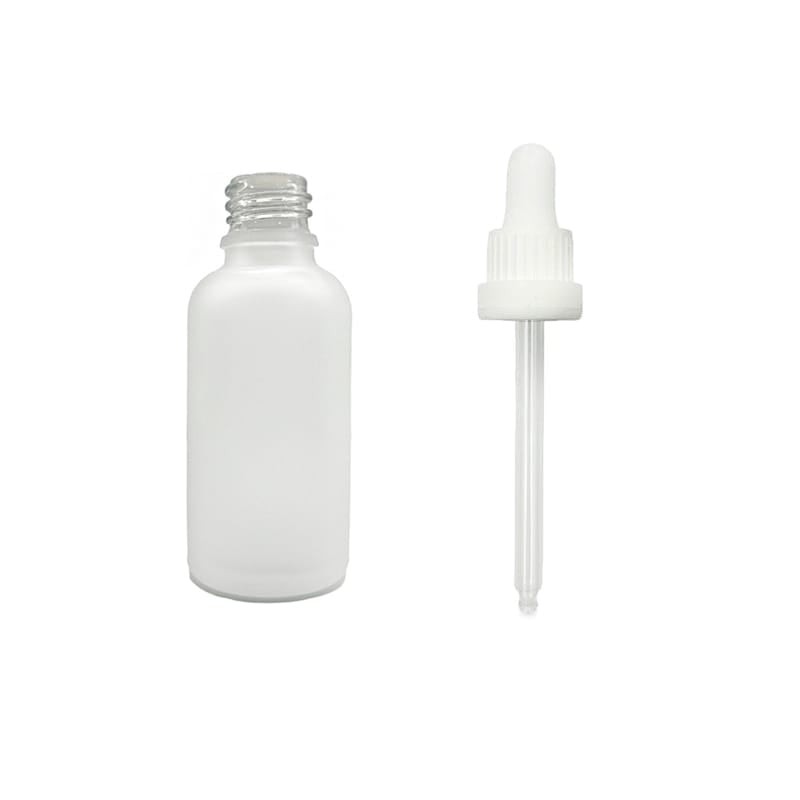 50ml Frosted Clear Glass Dropper Bottle with White Tamper Evident Dropper (Type III)