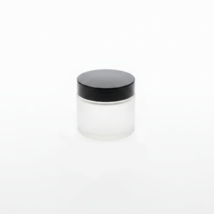 50ml Frosted Clear Glass Jar with Black ABS Lid