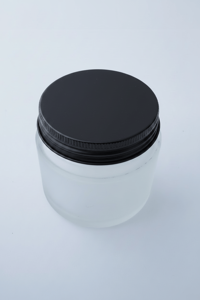 50ml Frosted Clear Glass Jar with Matte Black Aluminium Lid