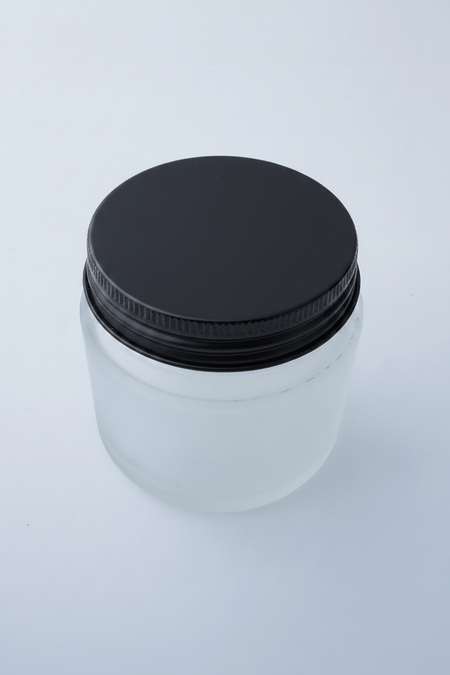 50ml Frosted Clear Glass Jar with Matte Black Aluminium Lid