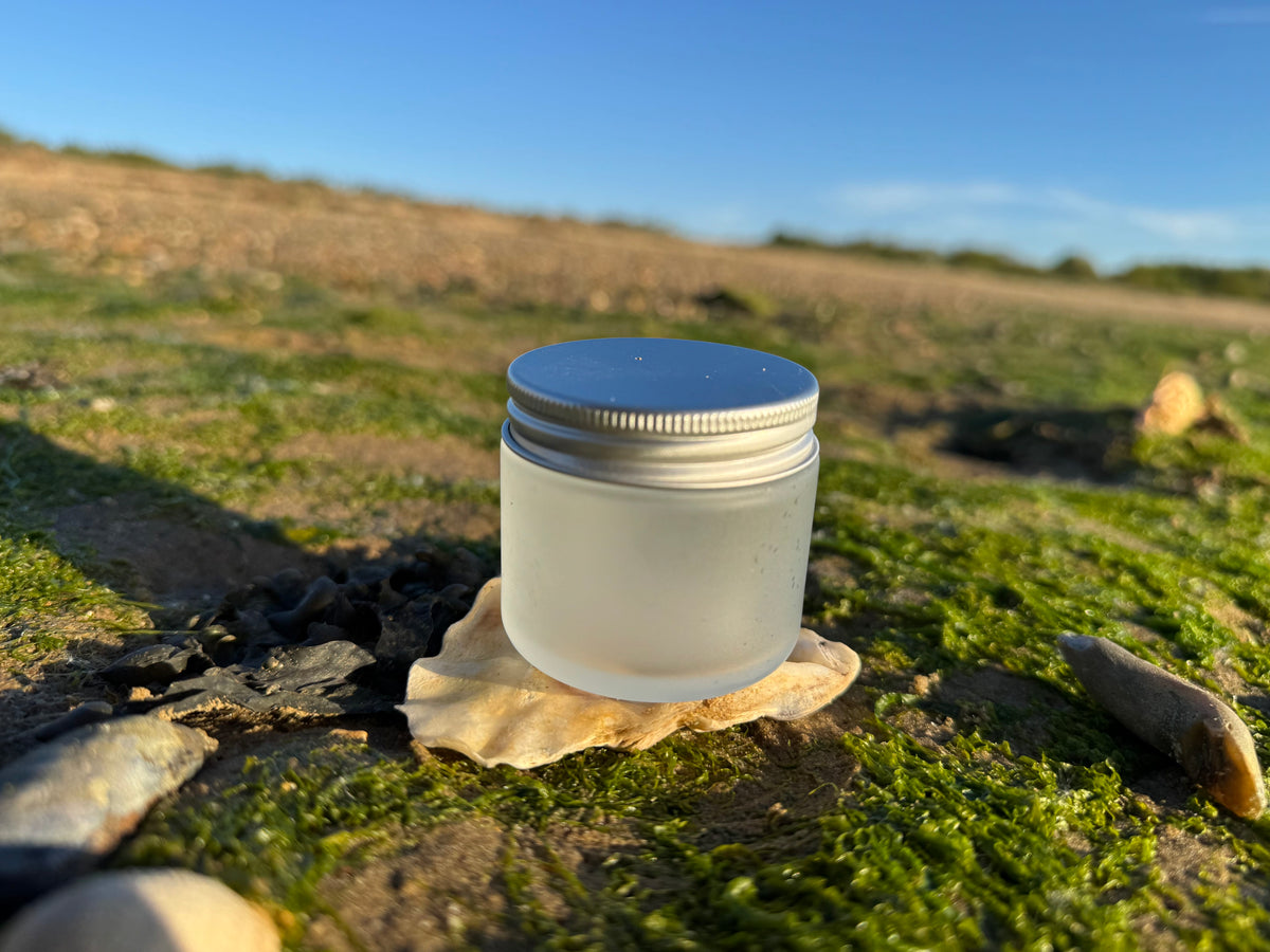 50ml Frosted Clear Glass Jar with Silver Aluminium Lid