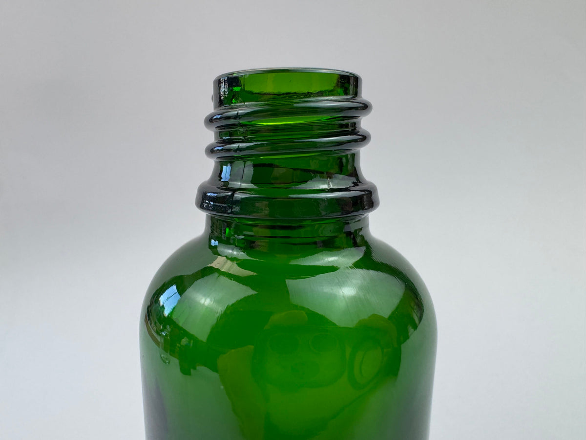 50ml Green Glass Dropper Bottle & Roller Ball and Lid