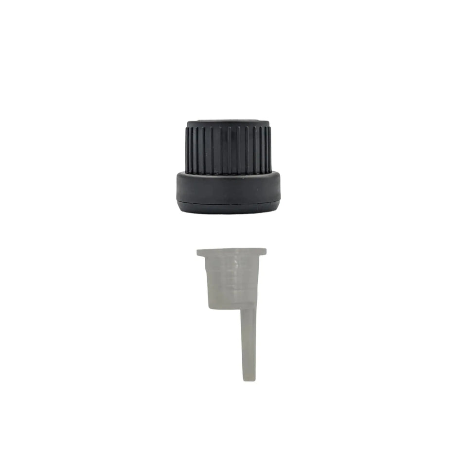 50ml Green Glass Dropper Bottle with 0.6mm Dripper Insert and Tamper Evident Black Cap (Type III)