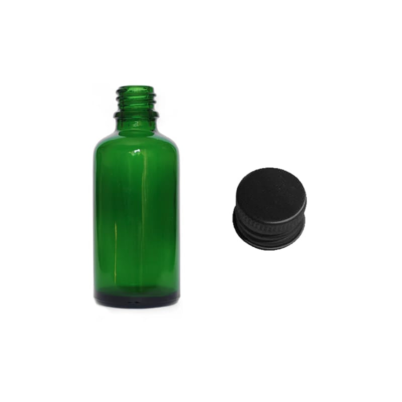 50ml Green Glass Dropper Bottle with Black Aluminium Cap