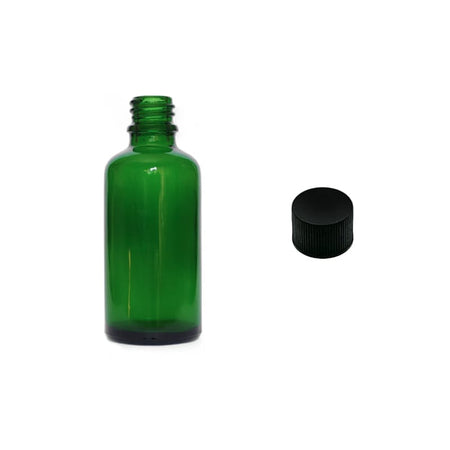 50ml Green Glass Dropper Bottle with Black PP Wadded Cap DIN 18mm