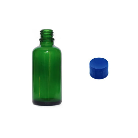 50ml Green Glass Dropper Bottle with Blue PP Wadded Cap DIN 18mm
