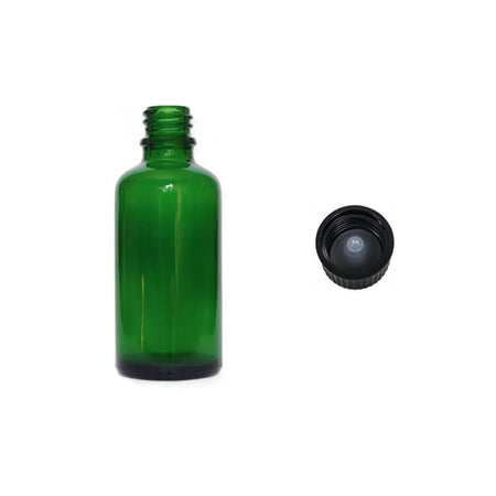 50ml Green Glass Dropper Bottle with Urea Black Cap with Polycone Insert DIN 18mm