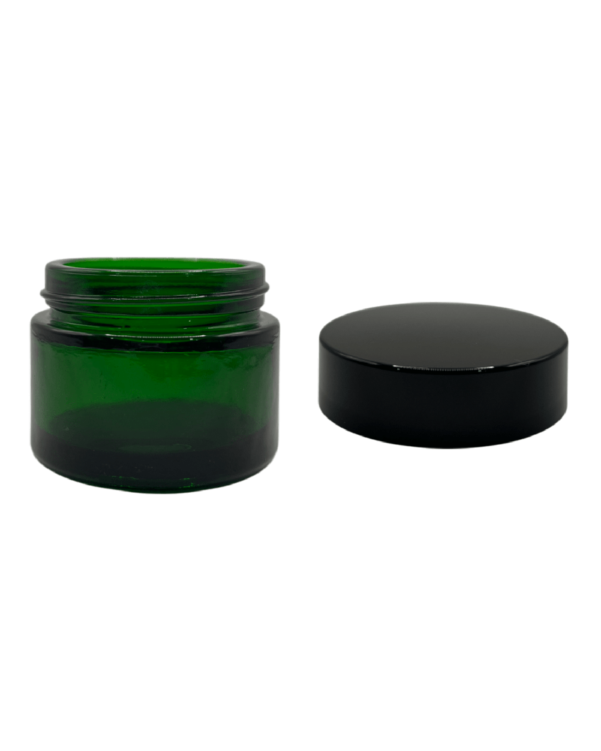 50ml Green Glass Jar With Black ABS Lid