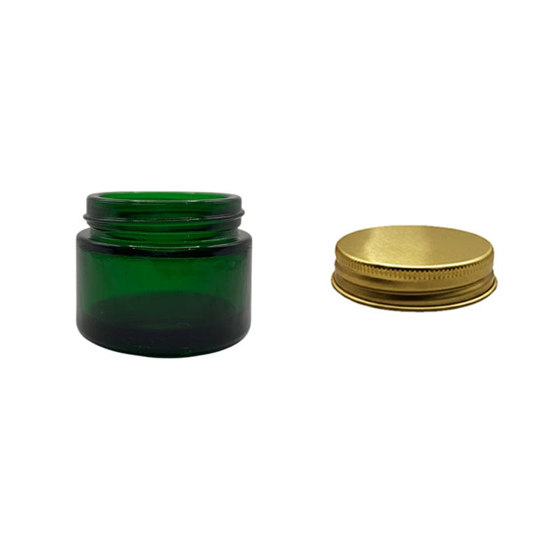 50ml Green Glass Jar With Gold Aluminium Lid – Quality Bottles