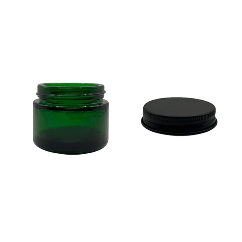 50ml Green Glass Jar With Matte Black Aluminium Lid