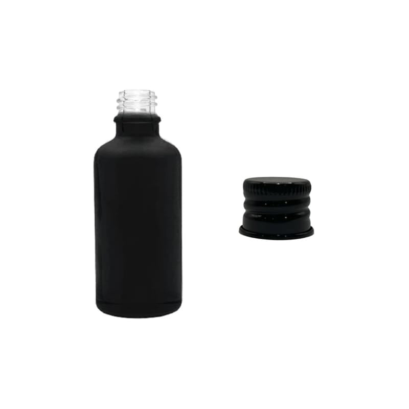 50ml Matte Black Glass Dropper Bottle with Black Anodised Aluminium Cap