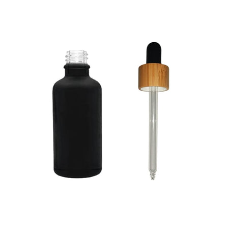 50ml Matte Black Glass Dropper Bottle with Black Bamboo Dropper