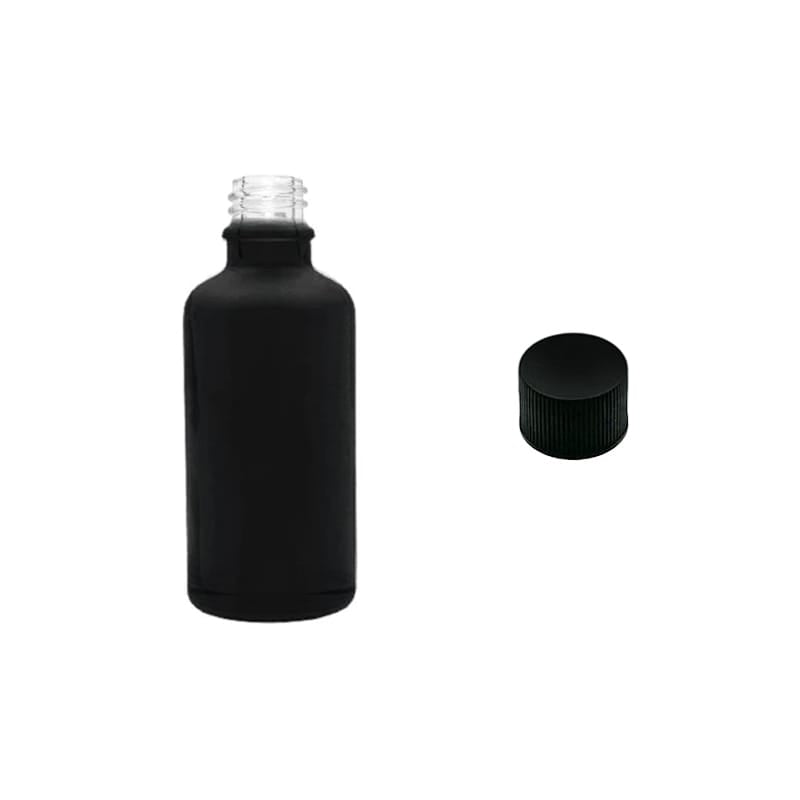 50ml Matte Black Glass Dropper Bottle with Black PP Wadded Cap DIN 18mm