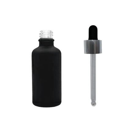 50ml Matte Black Glass Dropper Bottle with Black & Silver Dropper