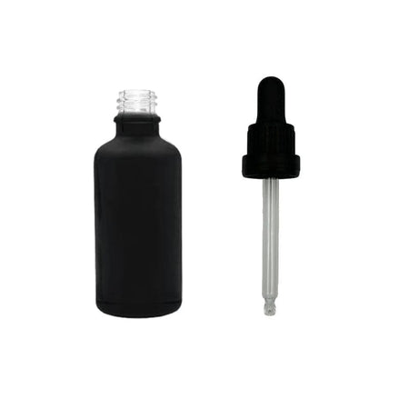50ml Matte Black Glass Dropper Bottle with Black Tamper Evident Dropper (Type III)