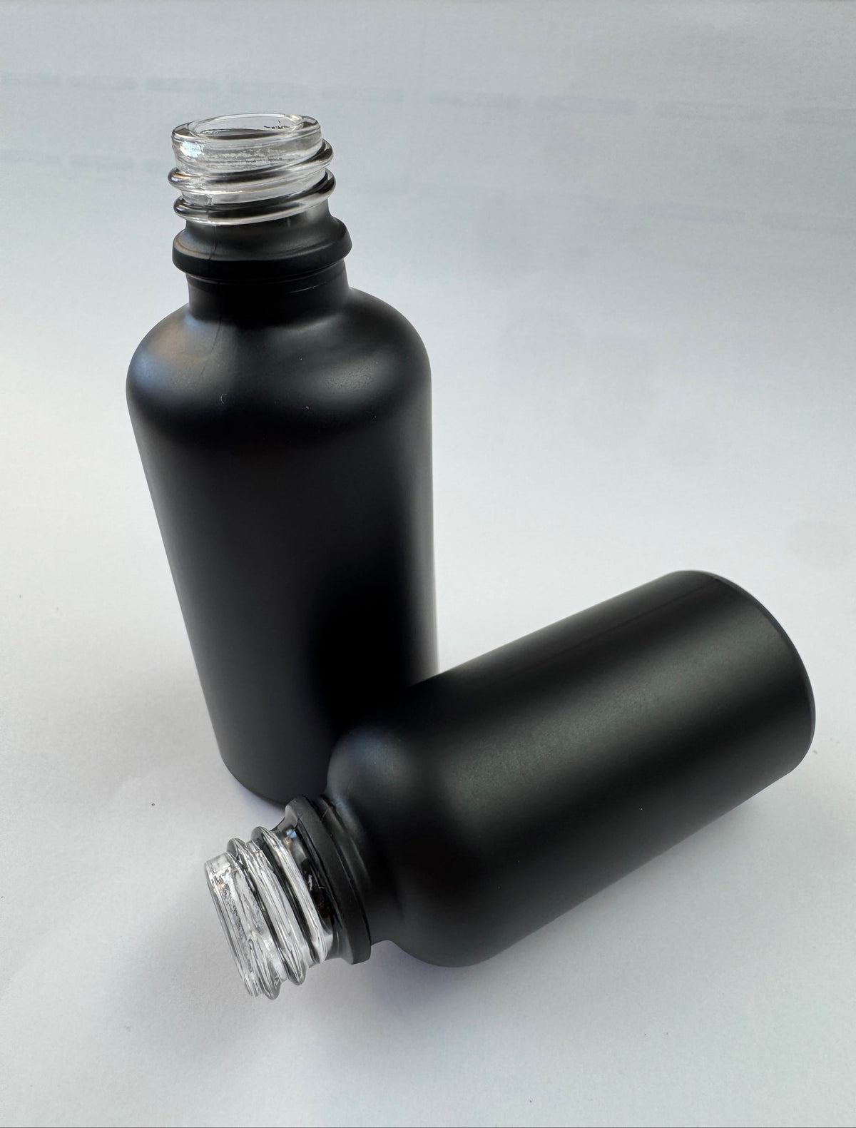 50ml Matte Black Glass Dropper Bottle with Blue PP Wadded Cap DIN 18mm