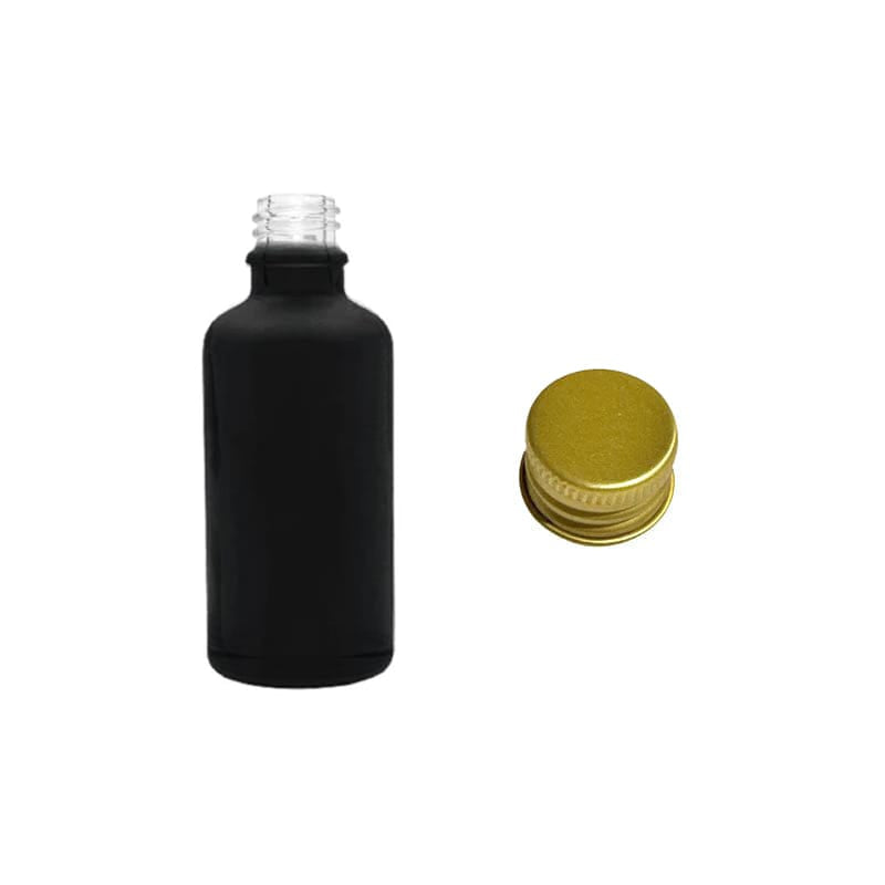 50ml Matte Black Glass Dropper Bottle with Gold Aluminium Cap