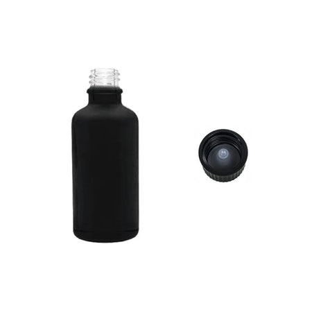 50ml Matte Black Glass Dropper Bottle with Urea Black Cap with Polycone Insert DIN 18mm