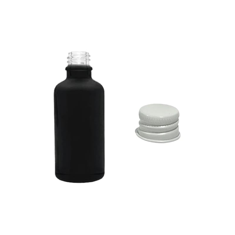 50ml Matte Black Glass Dropper Bottle with White Aluminium Cap