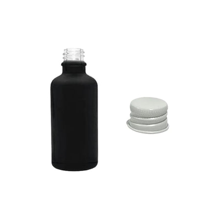 50ml Matte Black Glass Dropper Bottle with White Aluminium Cap
