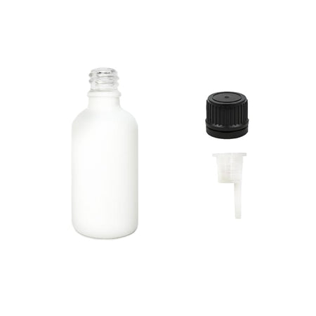 50ml Matte White Glass Dropper Bottle with 0.6mm Dripper Insert and Tamper Evident Black Cap (Type II)