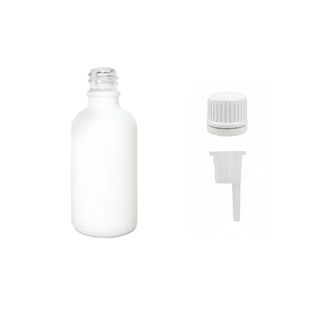 50ml Matte White Glass Dropper Bottle with 0.6mm Dripper Insert and Tamper Evident White Cap (Type II)