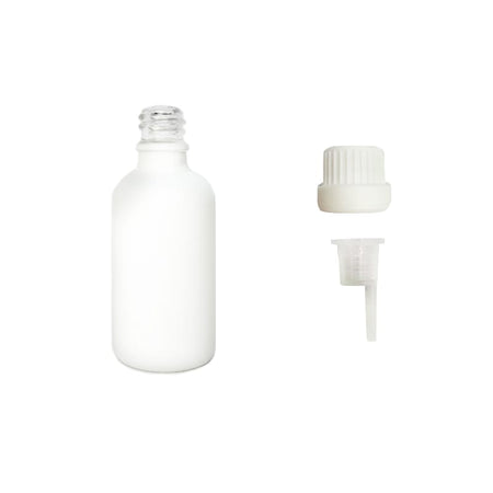 50ml Matte White Glass Dropper Bottle with 0.6mm Dripper Insert and Tamper Evident White Cap (Type III)