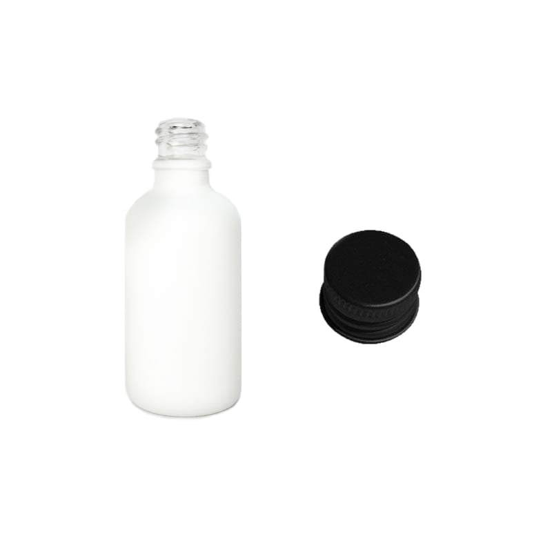 50ml Matte White Glass Dropper Bottle with Black Aluminium Cap