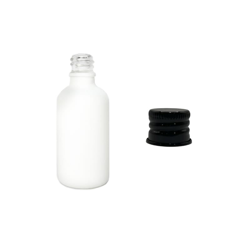 50ml Matte White Glass Dropper Bottle with Black Anodised Aluminium Cap