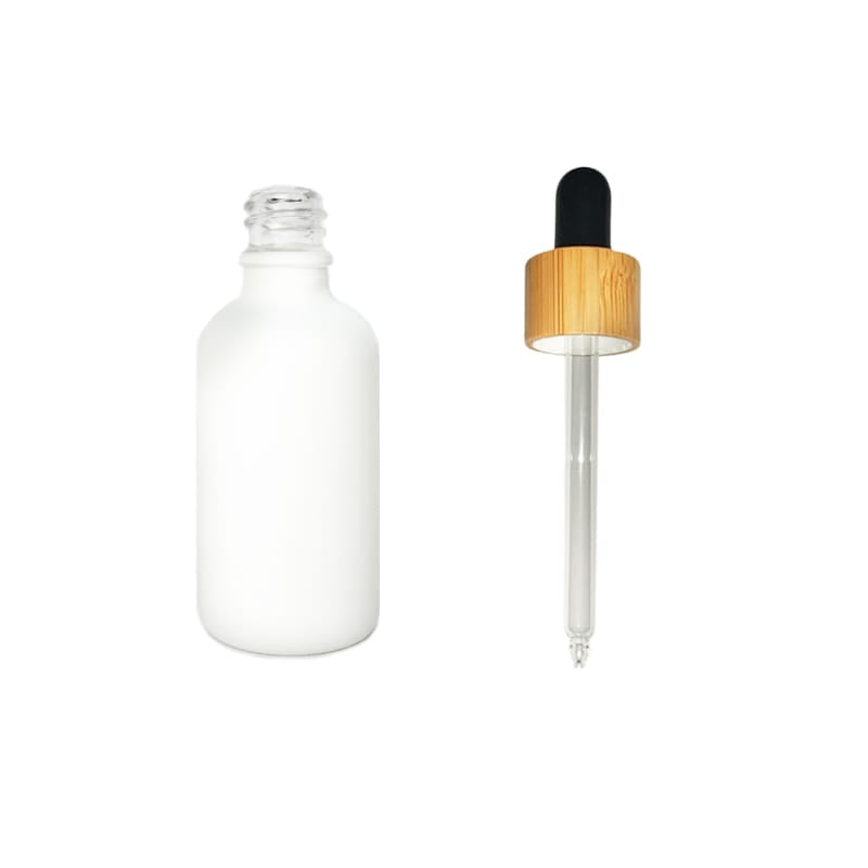 50ml Matte White Glass Dropper Bottle with Black Bamboo Dropper