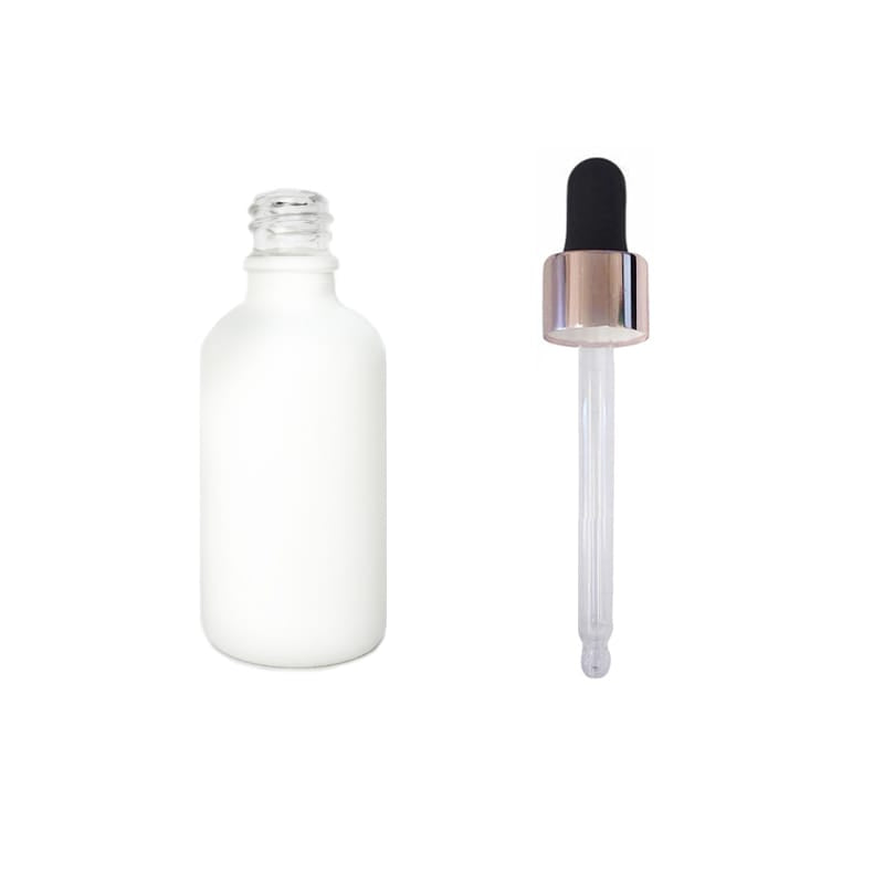 50ml Matte White Glass Dropper Bottle with Black & Rose Gold Dropper