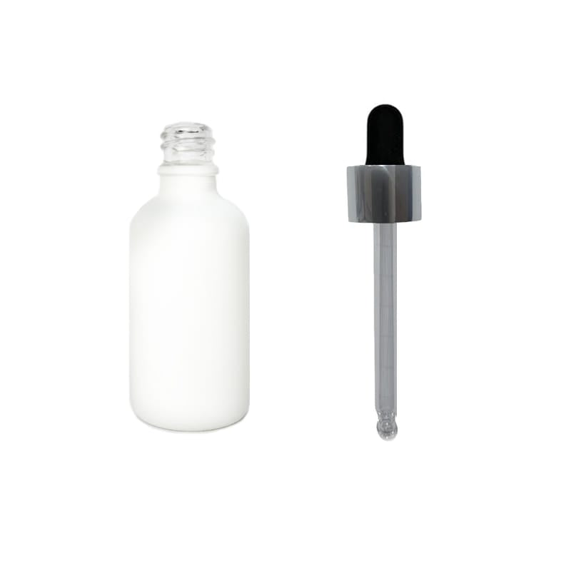 50ml Matte White Glass Dropper Bottle with Black & Silver Dropper