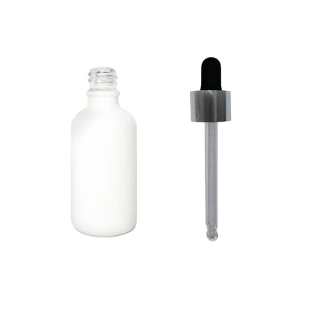 50ml Matte White Glass Dropper Bottle with Black & Silver Dropper