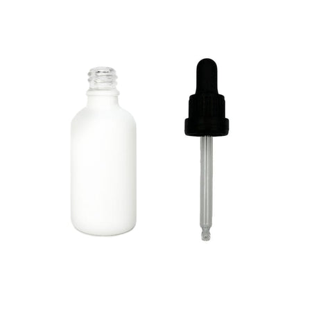 50ml Matte White Glass Dropper Bottle with Black Tamper Evident Dropper (Type III)