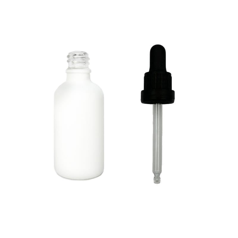 50ml Matte White Glass Dropper Bottle with Black Tamper Evident Dropper (Type III)
