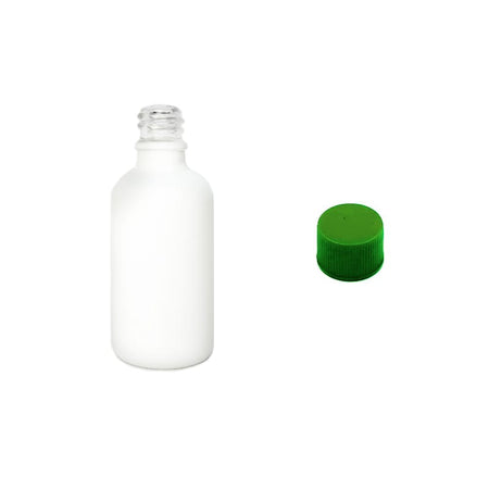 50ml Matte White Glass Dropper Bottle with Green PP Wadded Cap DIN 18mm
